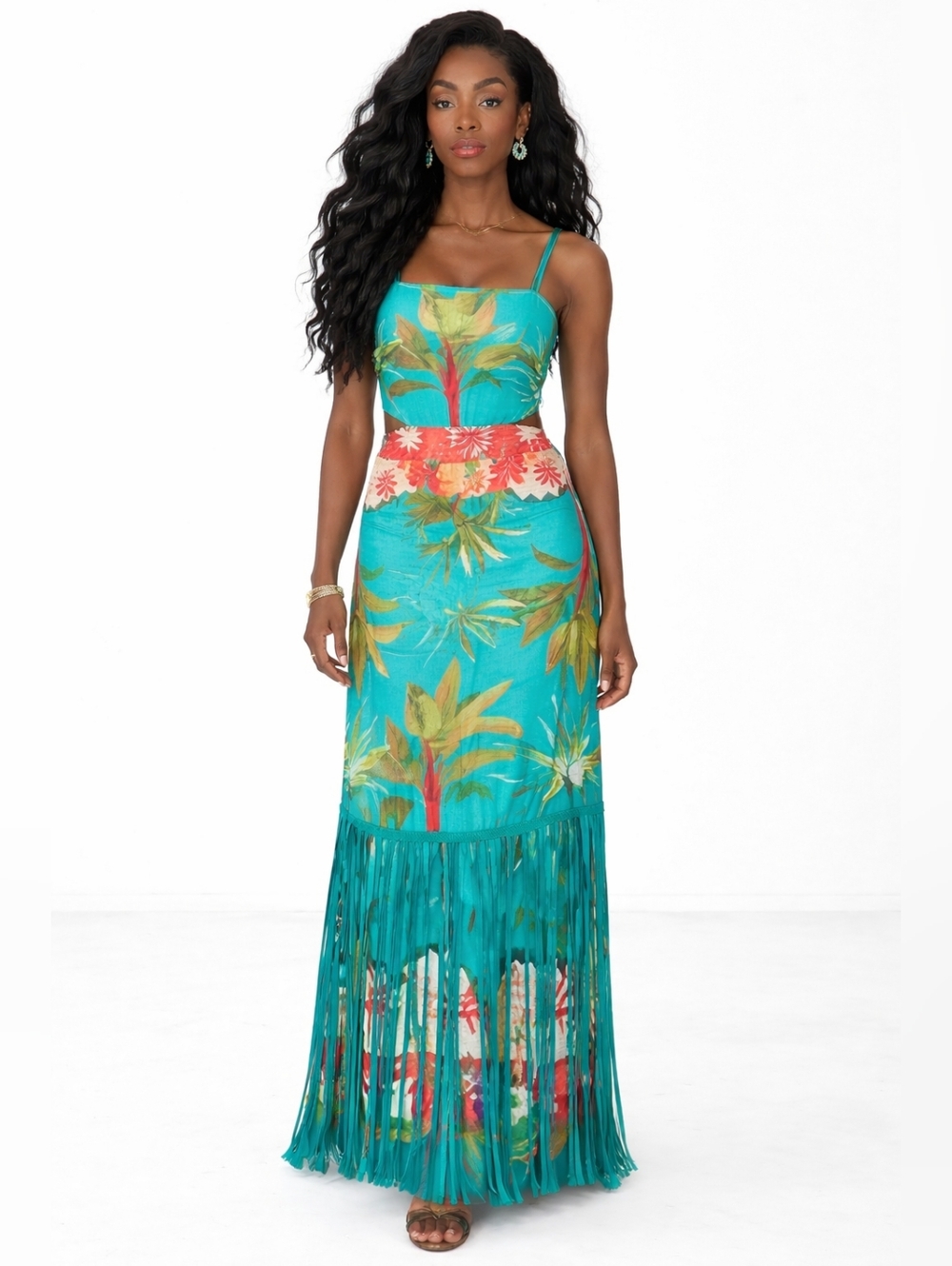 Tropica Vacationl Teal  Maxi Dress
